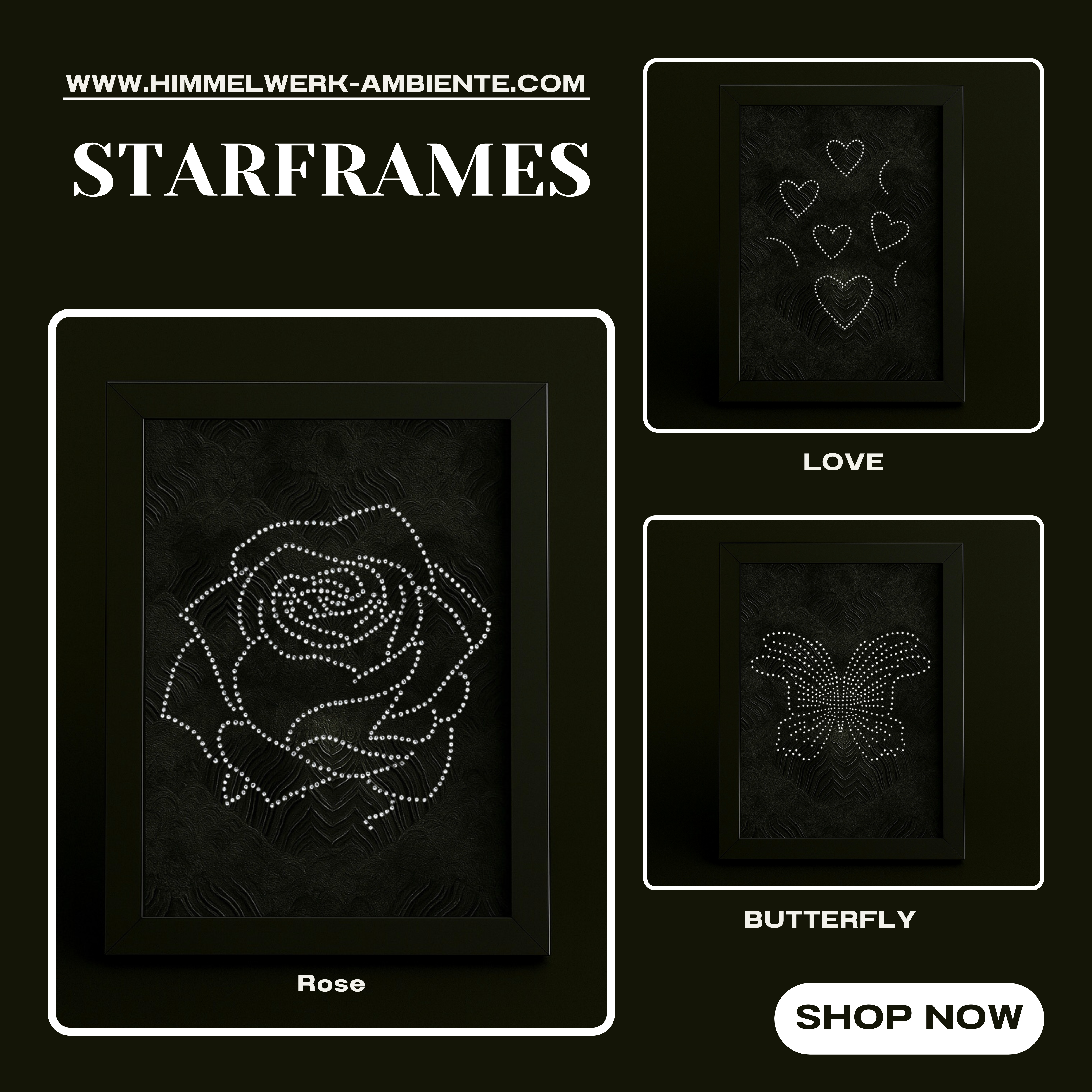 Himmelwerk Starframes – LED-Ambiente, LED-Bilderrahmen, feine Konturen, Wohnungsdekoration