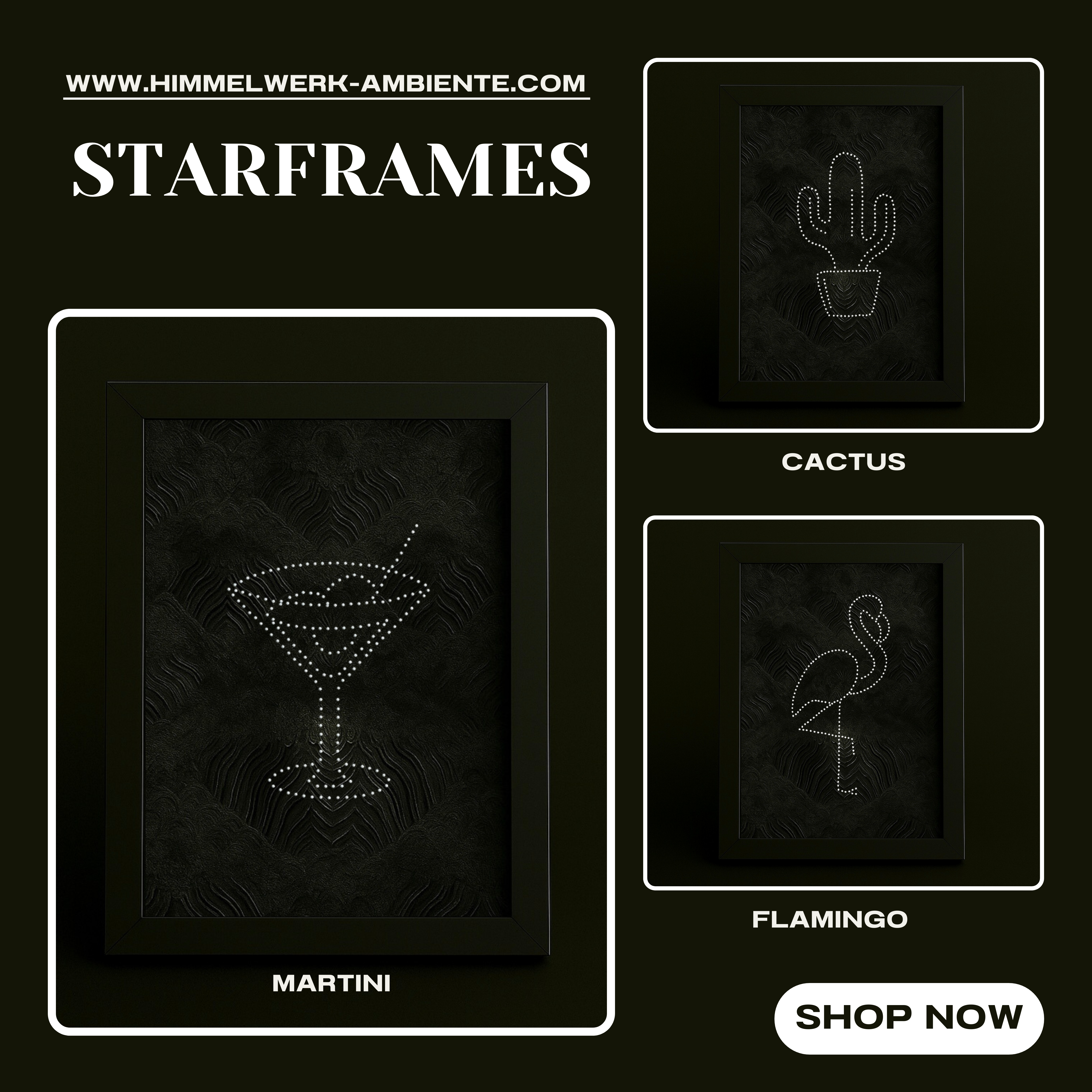 Himmelwerk Starframes – LED-Ambiente, LED-Bilderrahmen, feine Konturen, Wohnungsdekoration