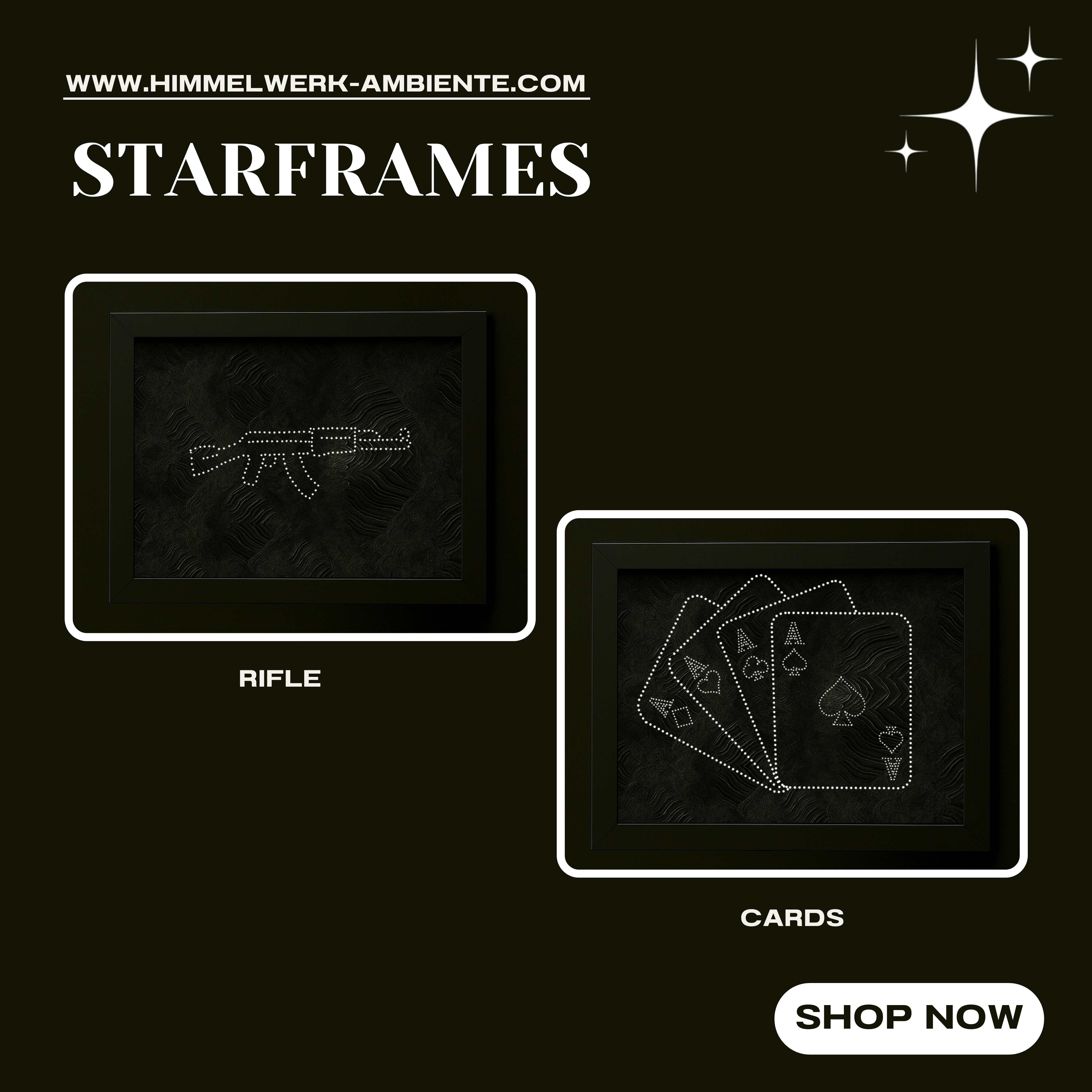 Himmelwerk Starframes – LED-Ambiente, LED-Bilderrahmen, feine Konturen, Wohnungsdekoration