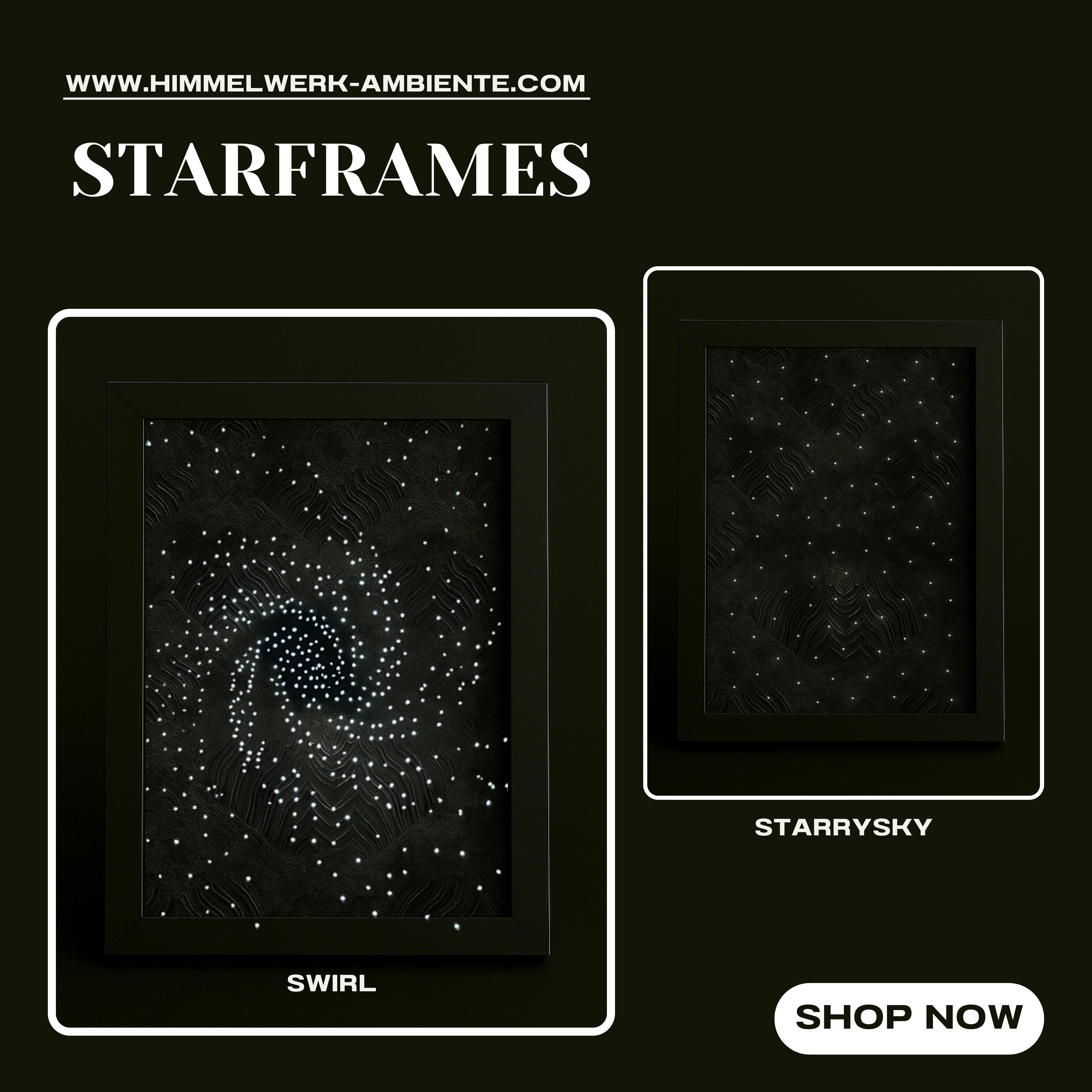 Himmelwerk Starframes – LED-Ambiente, LED-Bilderrahmen, feine Konturen, Wohnungsdekoration